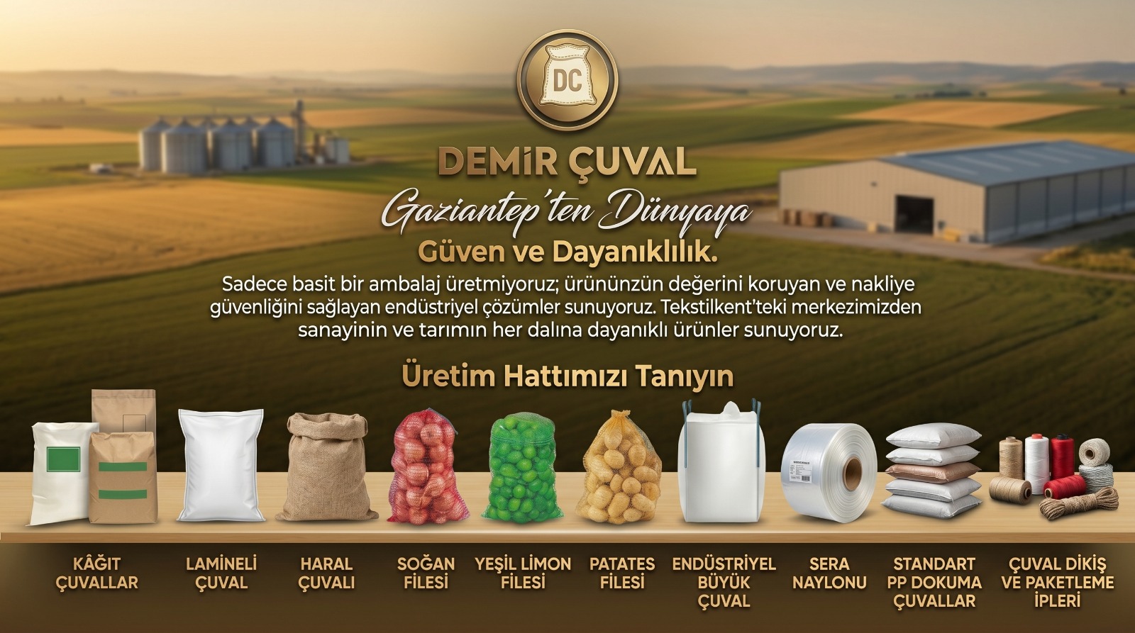 Demir Çuval fabrikası endüstriyel dokuma hattı ve stok sevkiyat alanı